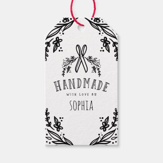 ラブスケッチ花模様&はさみ手作り ギフトタグ (正面)