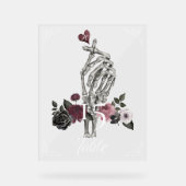 ラブスケルトンハンドジェスチャーハロウィンブラック結婚ズ アクリルサイン (正面)