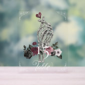 ラブスケルトンハンドジェスチャーハロウィンブラック結婚ズ アクリルサイン (ニュートラル)