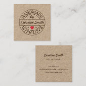 ラブスタンプ付き手作り名クラフト紙 スクエア名刺 (正面/裏面)