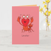ラブスター - 愛のカニ バレンタインデーのグリーティングカード カード (黄色い花)