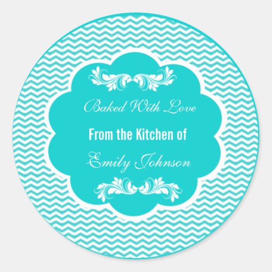 ラブスタ焼いたッカー付きシェブロン贈り物ラベルラベル ラウンドシール (正面)