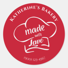 ラブステッカーで作った赤いホワイトシェフハット ラウンドシール