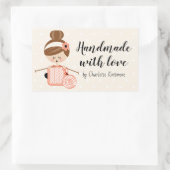 ラブステッカーで作るニットステッカーBrunette Girl 長方形シール (バッグ)