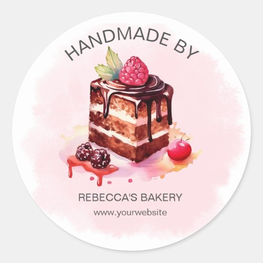 ラブステッカーで手作りのチョコレートケーキ ラウンドシール (正面)