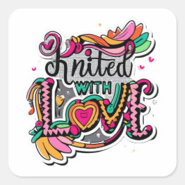 ラブステッカーで編み上げ – 人への手作り愛情 スクエアシール