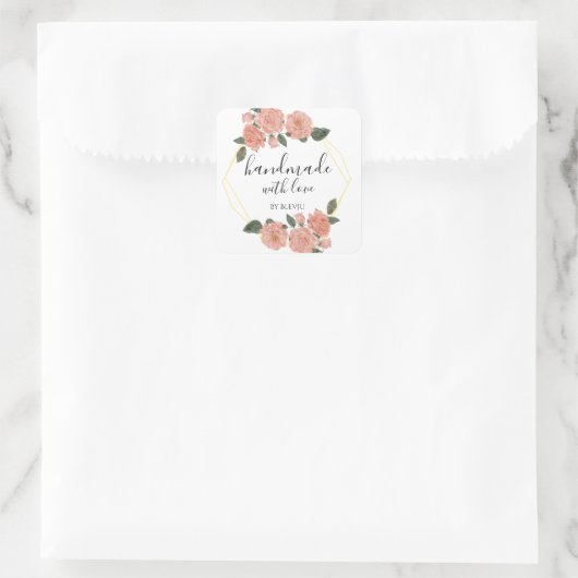 ラブステッカー付き手作りフラワースクエアシール スクエアシール (バッグ)