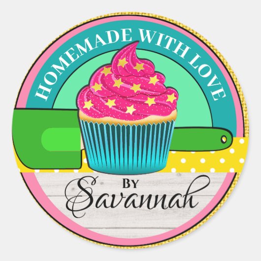 ラブステッカー付き手作り ラウンドシール (正面)