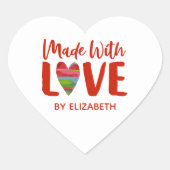 ラブステッカー付き赤ハート ハートシール (正面)