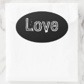 ラブステッカー – ブラック2 楕円形シール (バッグ)