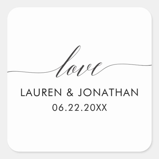 ラブステッカー、結婚式の引き出物ステッカー結婚、 スクエアシール (正面)