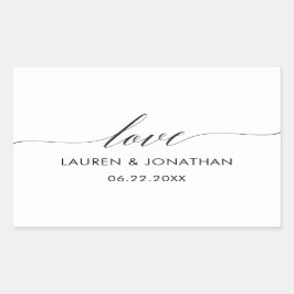 ラブステッカー、結婚式の引き出物ステッカー結婚、 長方形シール