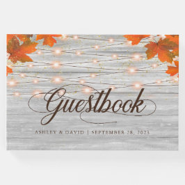 ラブストリングライト素朴ズのウッド秋結婚 ゲストブック