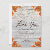 ラブストリングライト素朴ズのウッド秋結婚 サンキューカード (正面)