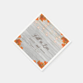 ラブストリングライト素朴ズのウッド秋結婚 スタンダードカクテルナプキン (角)