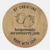 ラブストロベリージャムラベル手作りクラフト ラウンドシール (正面)