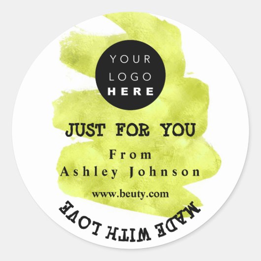 ラブストロ感謝していークで作られたロゴ緑の白 ラウンドシール (正面)