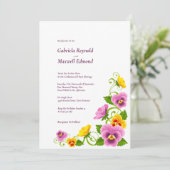 ラブストーリーお祝いウォーターカラーパンジー結婚ズ 招待状 (スタンド正面)