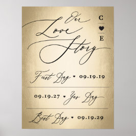 ラブストーリーのサインに書結婚いてある文字 ポスター