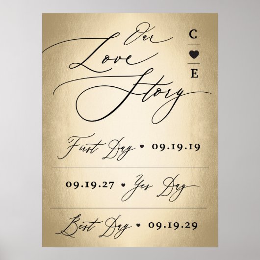 ラブストーリーのサインに書結婚いてある文字 ポスター (正面)