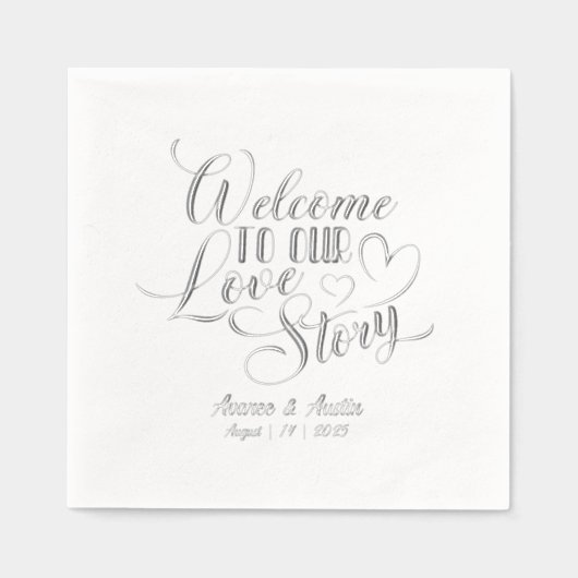 ラブストーリーへようこそ結婚 箔ナプキン (正面)