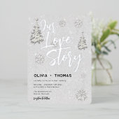 ラブストーリーウィンターワンダーランド雪結婚片 箔招待状 (立ち正面)