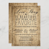 ラブストーリータイポグラフィ |ヴィンテージバーンウッド結婚ズ 招待状 (正面/裏面)