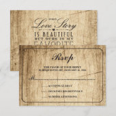 ラブストーリータイポグラフィ |ヴィンテージバーンウッドRSVP 出欠カード (正面/裏面)