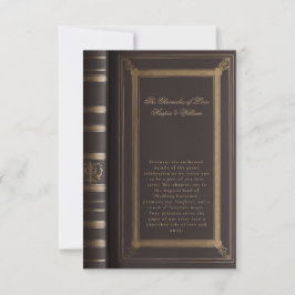 ラブストーリーブックカバー結婚の詳細カード 出欠カード