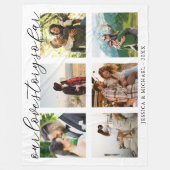 ラブストーリー写真コラージュ結婚の記念日 フリースブランケット (正面)