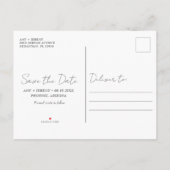 ラブストーリー写真バジェットウェディング日付を保存 案内ポストカード (裏面)