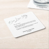 ラブストーリー結婚のナプキン スクエアペーパーコースター (アングル)