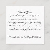 ラブストーリー結婚の写真ありがとう スクエア名刺 (裏面)