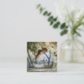 ラブストーリー結婚の写真ありがとう スクエア名刺 (スタンド正面)