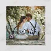 ラブストーリー結婚の写真ありがとう スクエア名刺 (正面)