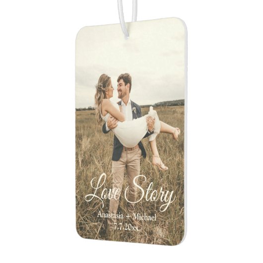 ラブストーリー結婚の写真記念日 カーエアーフレッシュナー (左)