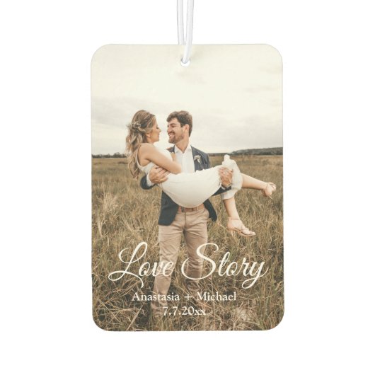 ラブストーリー結婚の写真記念日 カーエアーフレッシュナー (裏面)