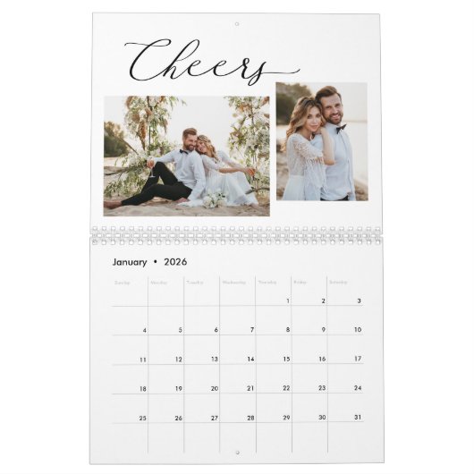 ラブストーリー編集可能カラーカスタムフォトカレンダー カレンダー (1月 2026)