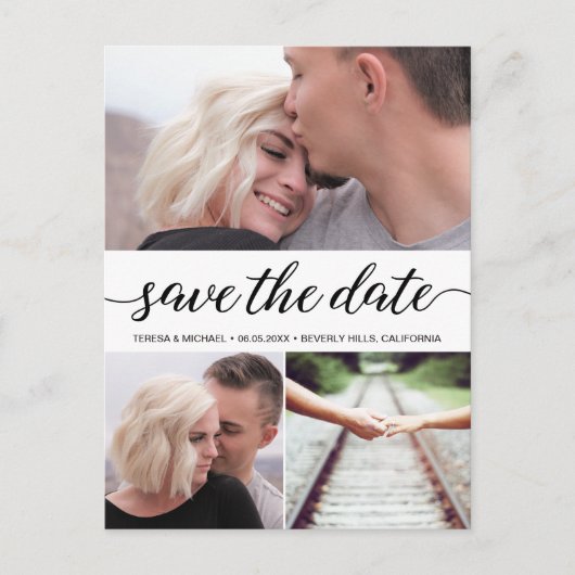 "ラブストーリー"カスタム写真デートを結婚保存 ポストカード (正面)