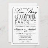 ラブストーリー 編集可能なカラー ウェディング招待状 招待状 (正面/裏面)