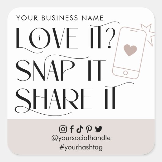 ラブスナップ共有ソーシャルメディアモダンフォントロゴ スクエアシール (正面)