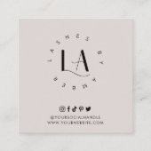 ラブスナップ共有ソーシャルメディアモダンフォントロゴ スクエア名刺 (裏面)