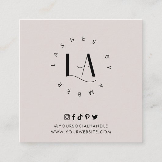 ラブスナップ共有ソーシャルメディアモダンフォントロゴ スクエア名刺 (裏面)