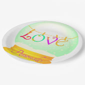ラブスノーグローブかわいいボホカラフル ペーパープレート (アングル)