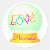 ラブスノーグローブかわいいボホカラフル ラウンドシール (正面)