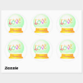 ラブスノーグローブかわいいボホカラフル ラウンドシール (シート)