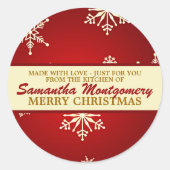 ラブスノーフレーク(赤) ラウンドシール (正面)