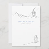 ラブスノーマウンテンピークのスキー斜面カップル 招待状 (正面)