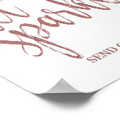 ラブスパークルバラ金ゴールド結婚グリッターのサイン ポスター (角)