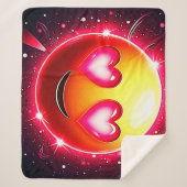 ラブスパークル絵文字ハート シェルパブランケット (正面)